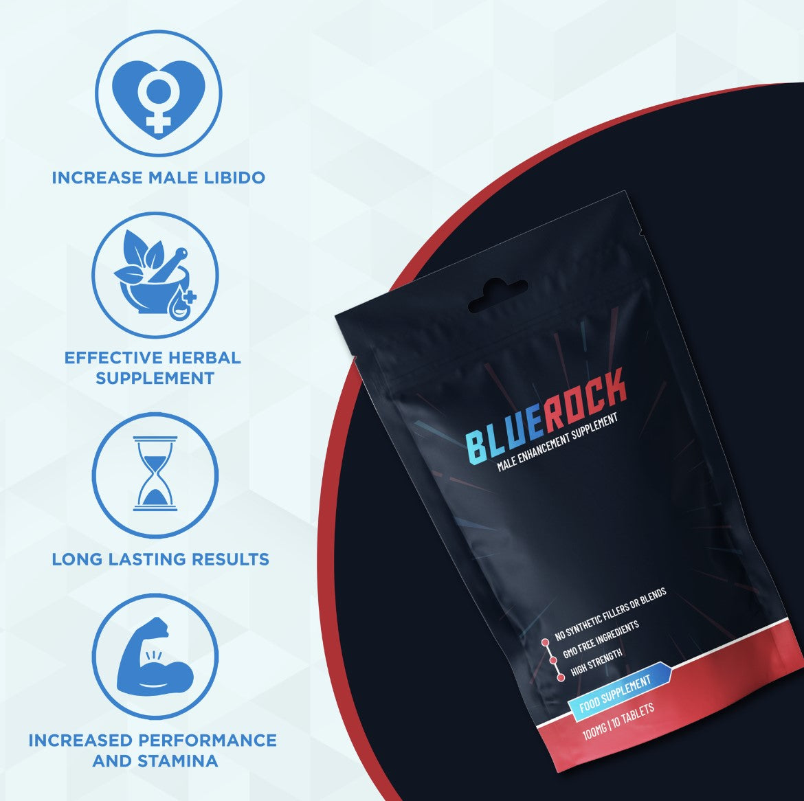 Blue Rock 30 Pills 100mg - Stronger & Harder Enhanced Strength & Firmness for Men - Boost High Stamina, Herbal Supplement for Men - Male Enhancing